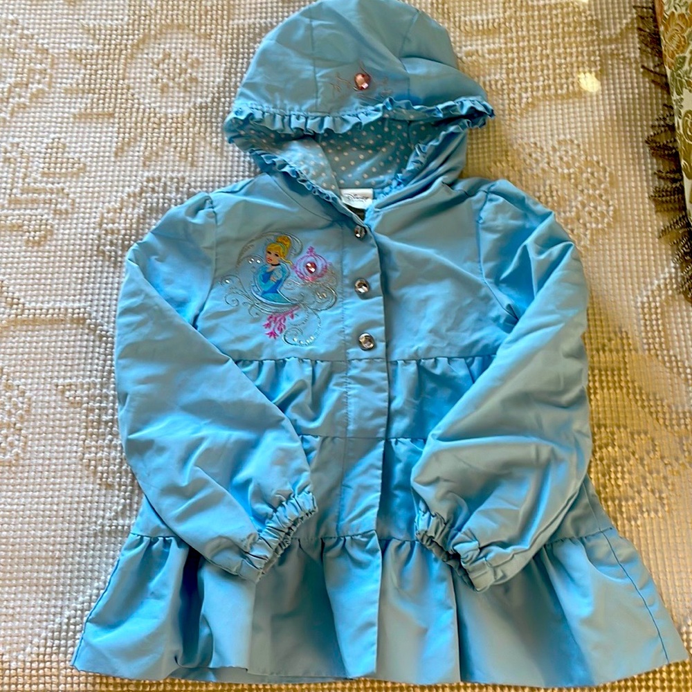 Cinderella Embroided Spring Jacket Polka Dot Lined Hood Rhinestone Buttons